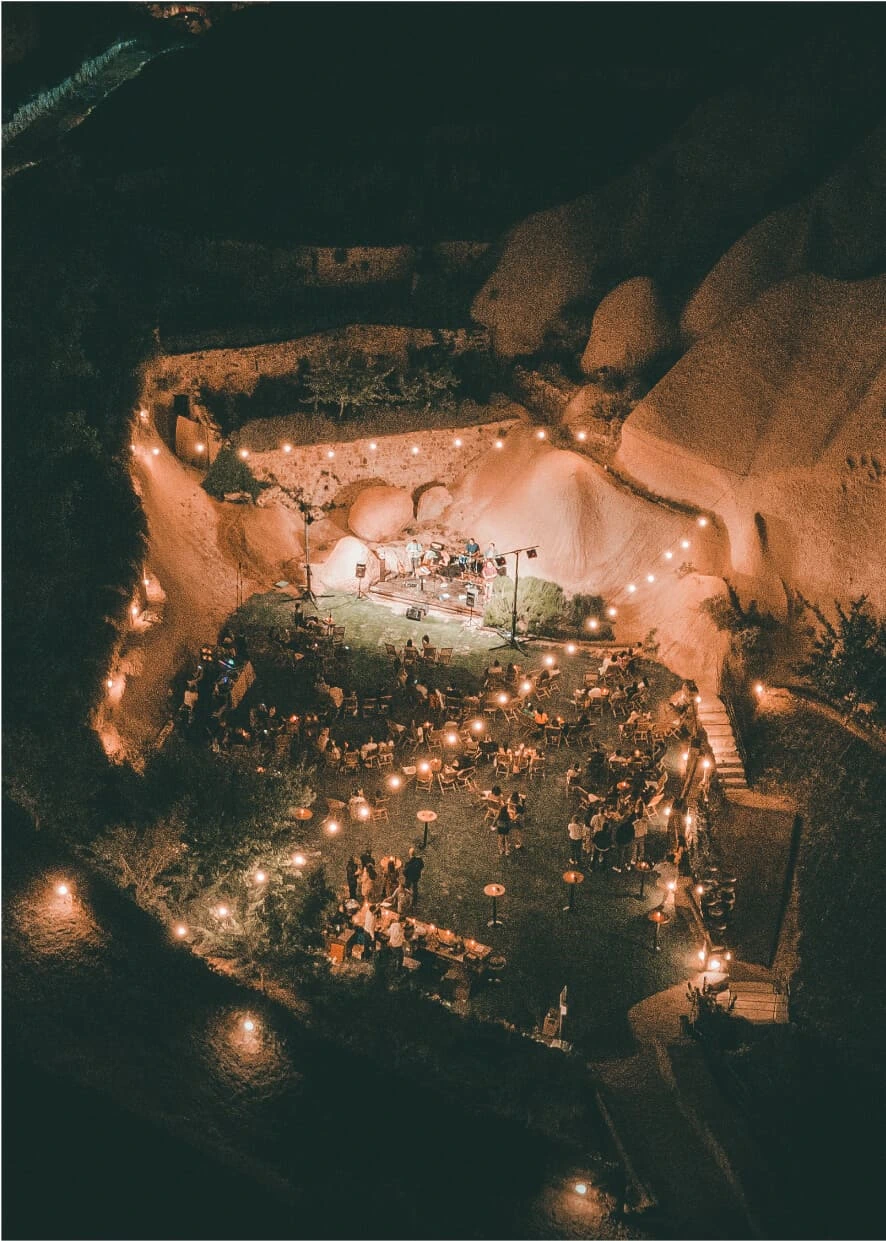 Candlelit event dining table at Argos in Cappadocia