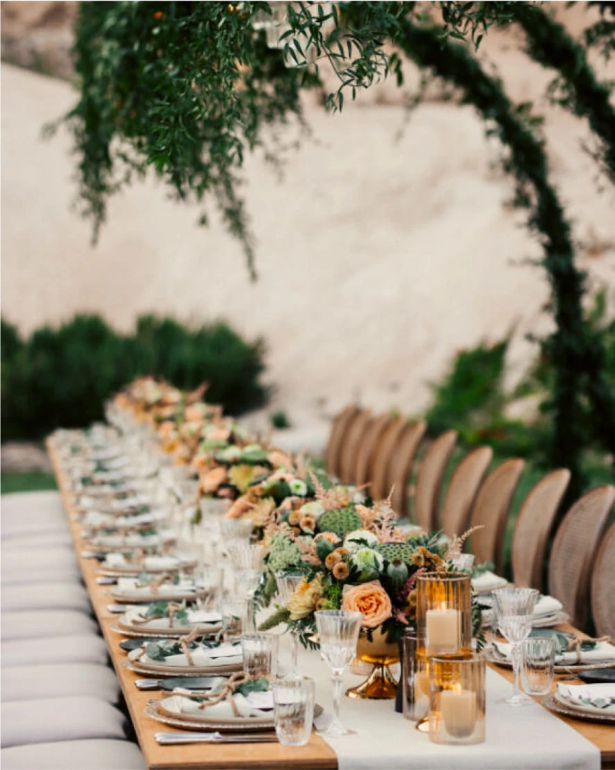 Wedding setup in a stone courtyard at Argos in Cappadocia