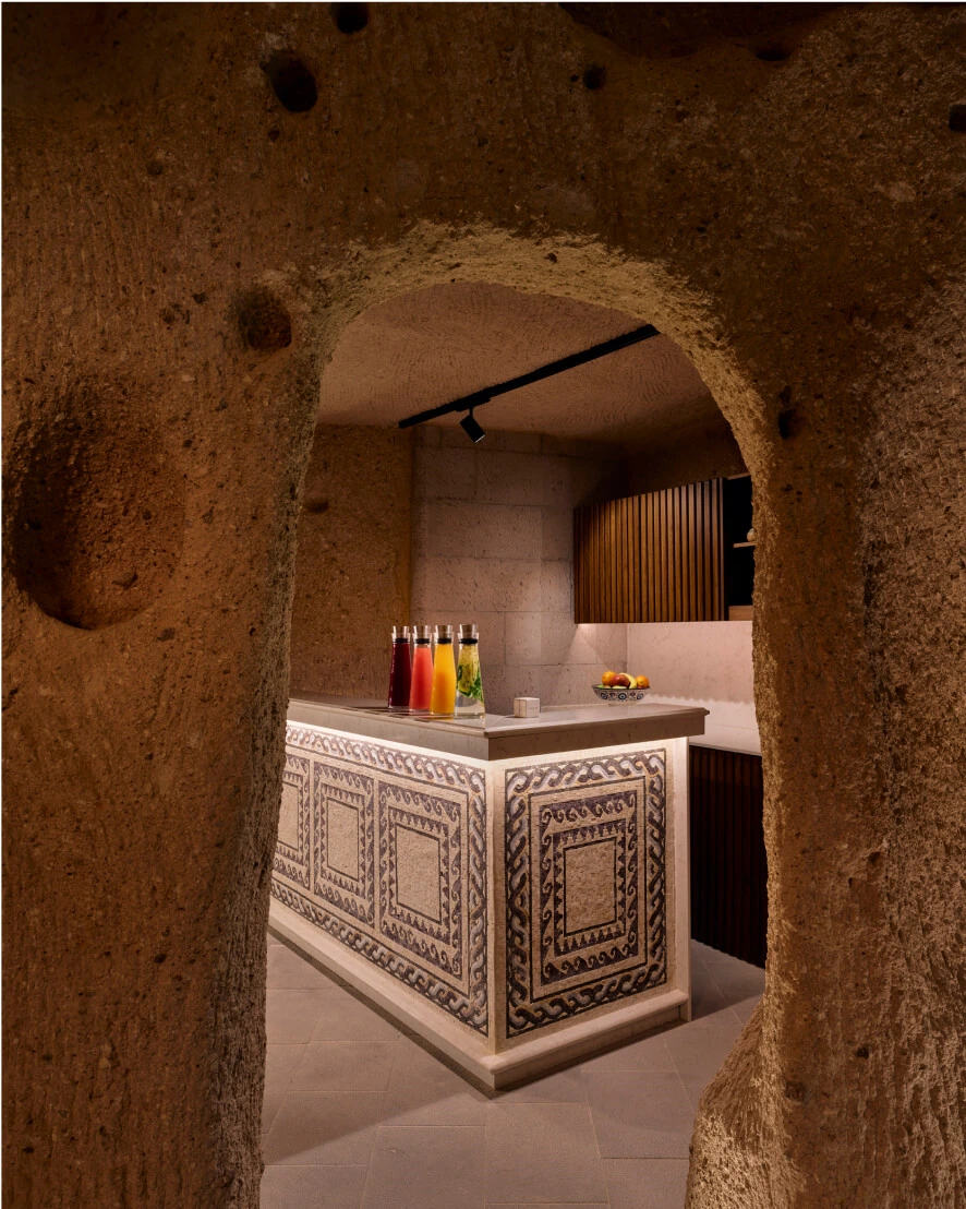 Stone-arched cave massage room at Argos Spa, Argos in Cappadocia