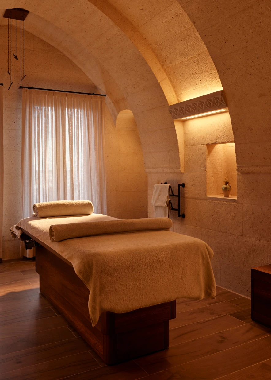 Vaulted-stone massage room at Argos Spa, Argos in Cappadocia