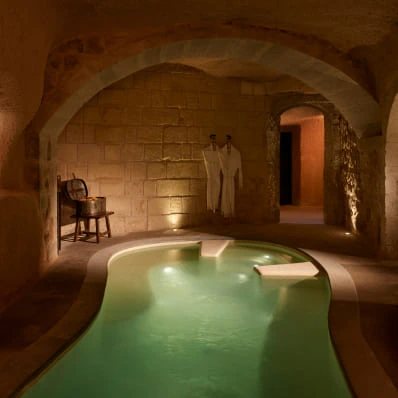 Indoor cave swimming pool at Argos in Cappadocia
