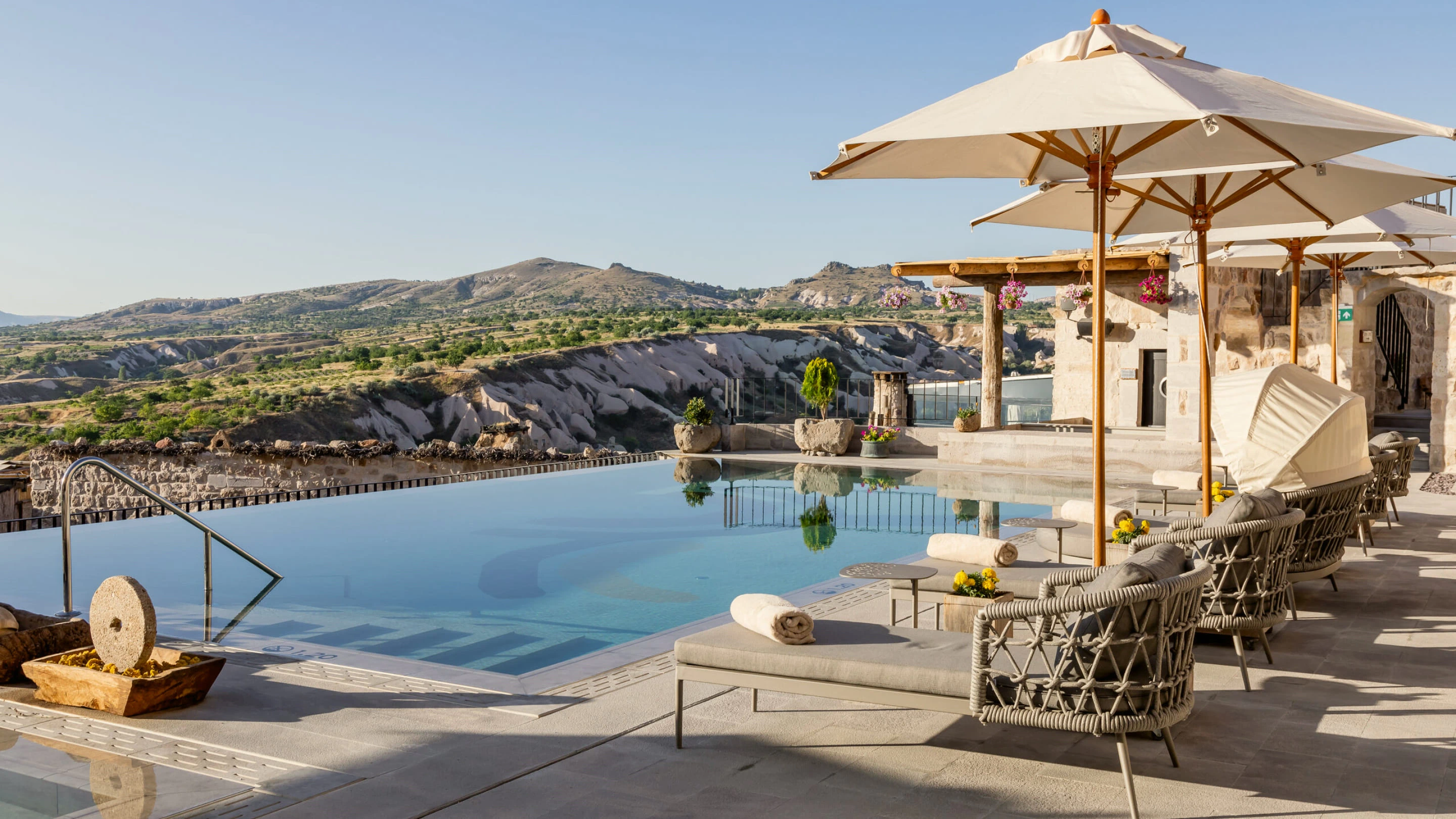 Valley-facing infinity pool at Argos in Cappadocia