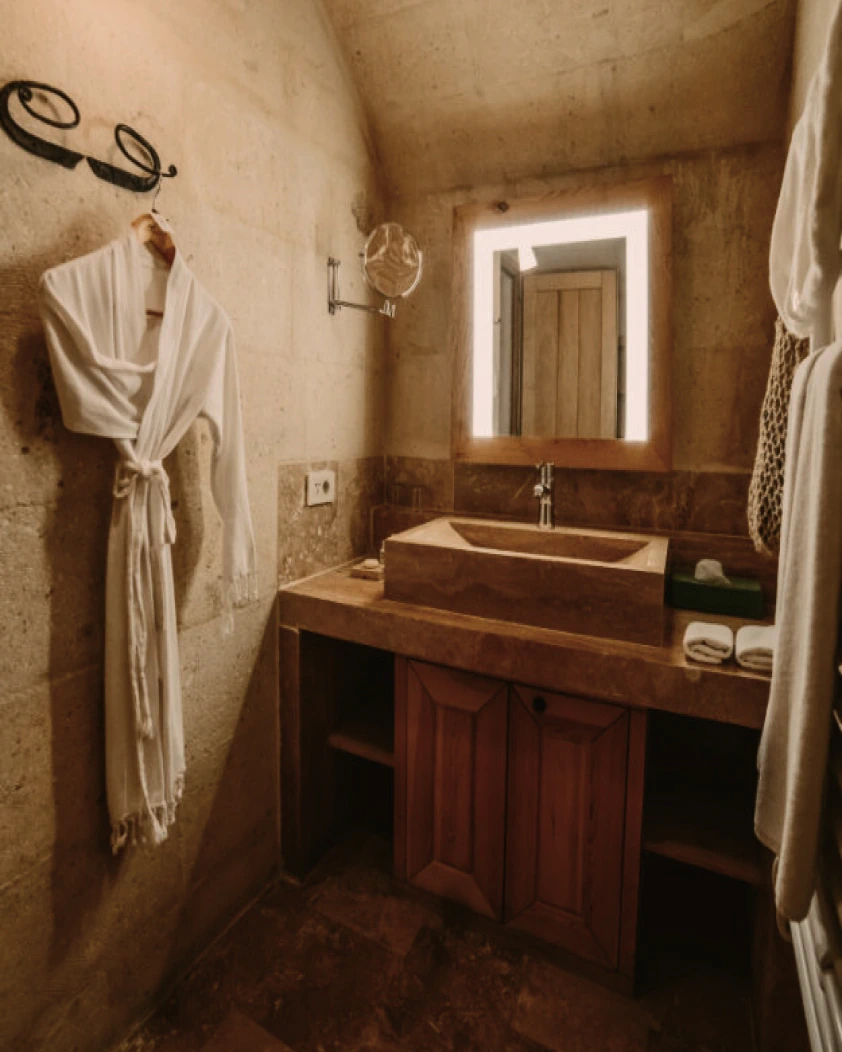 Deluxe Room arched stone interior at Argos in Cappadocia