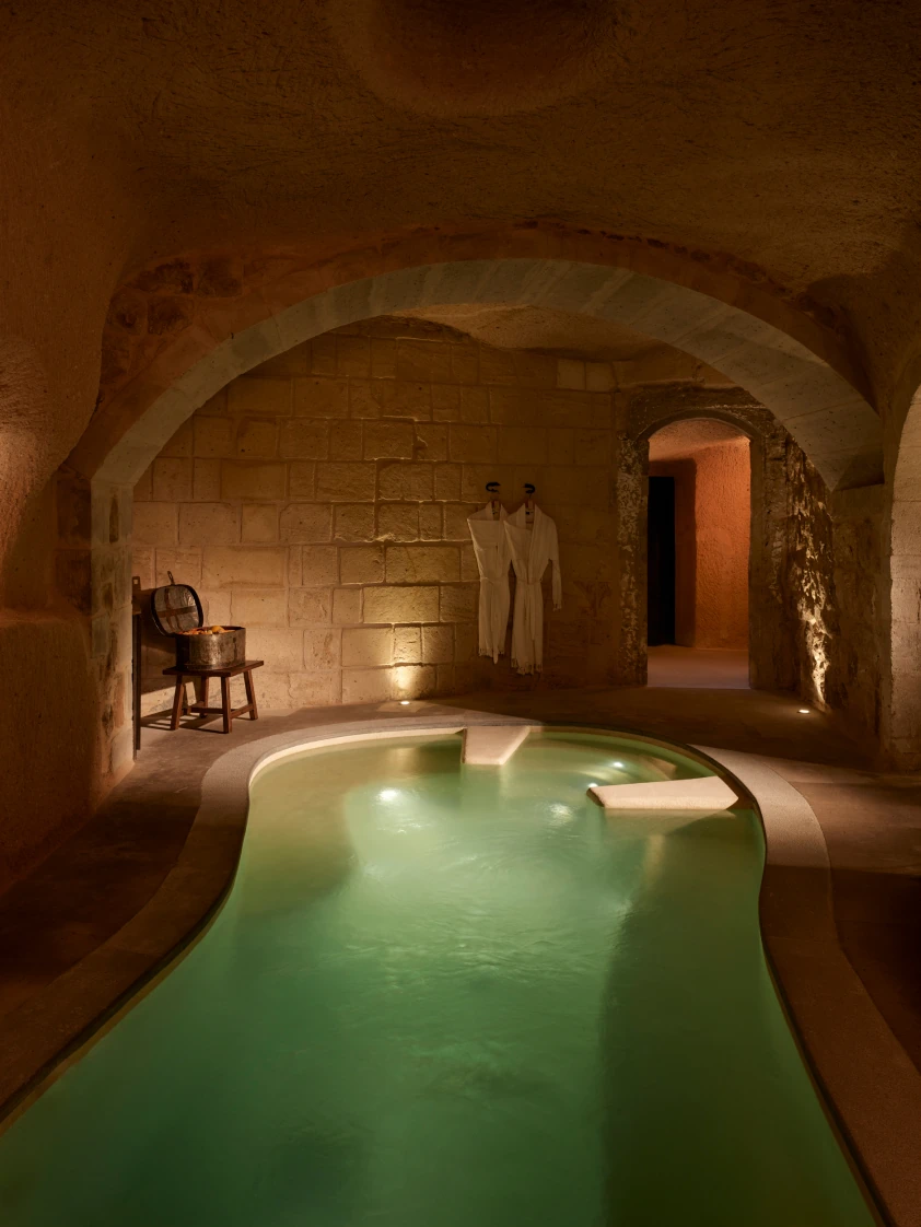 Cave Splendid Suite arched stone bedroom at Argos in Cappadocia