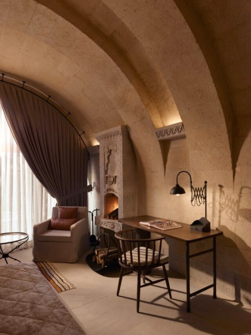 Two-Bedroom Suite arched stone lounge at Argos in Cappadocia