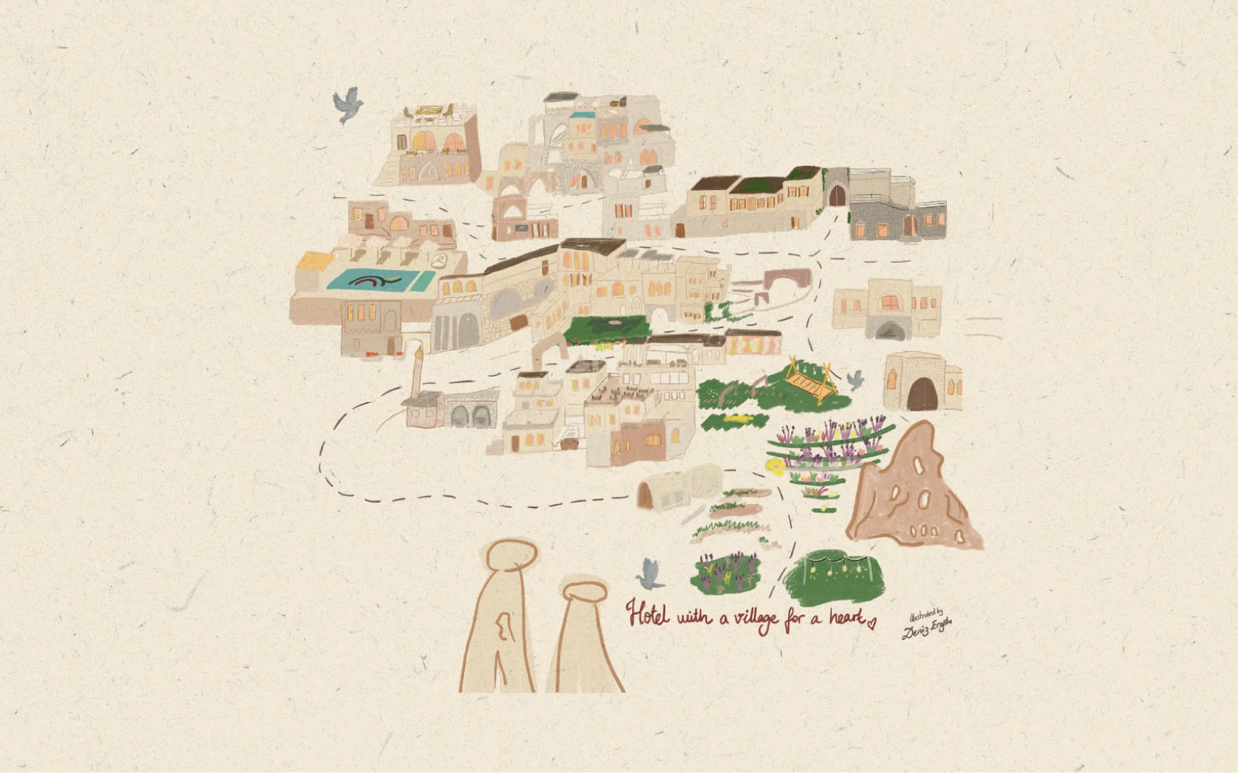 Argos in Cappadocia hotel layout and surroundings map illustration