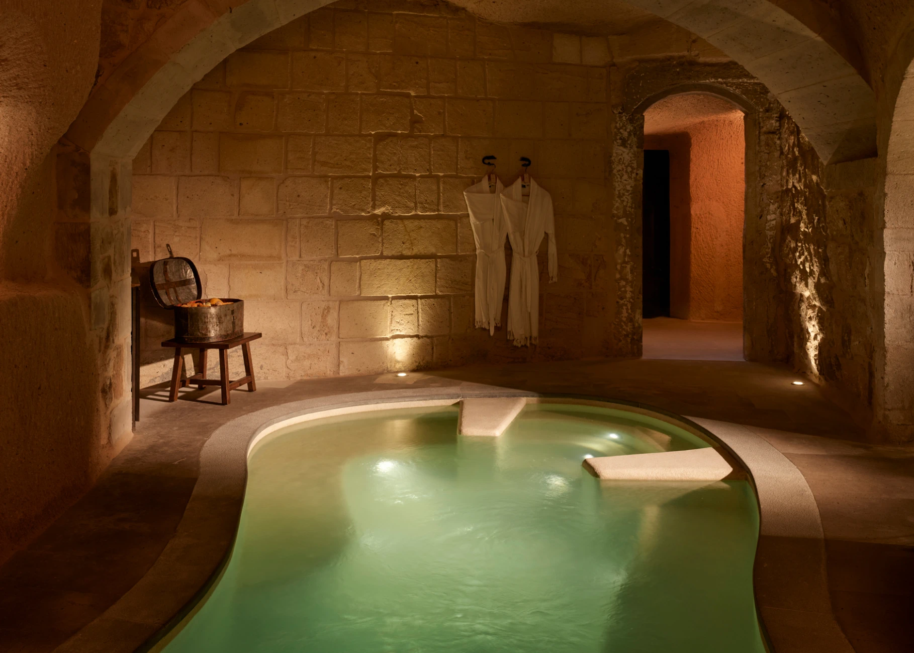Private-pool suite stone interior at Argos in Cappadocia