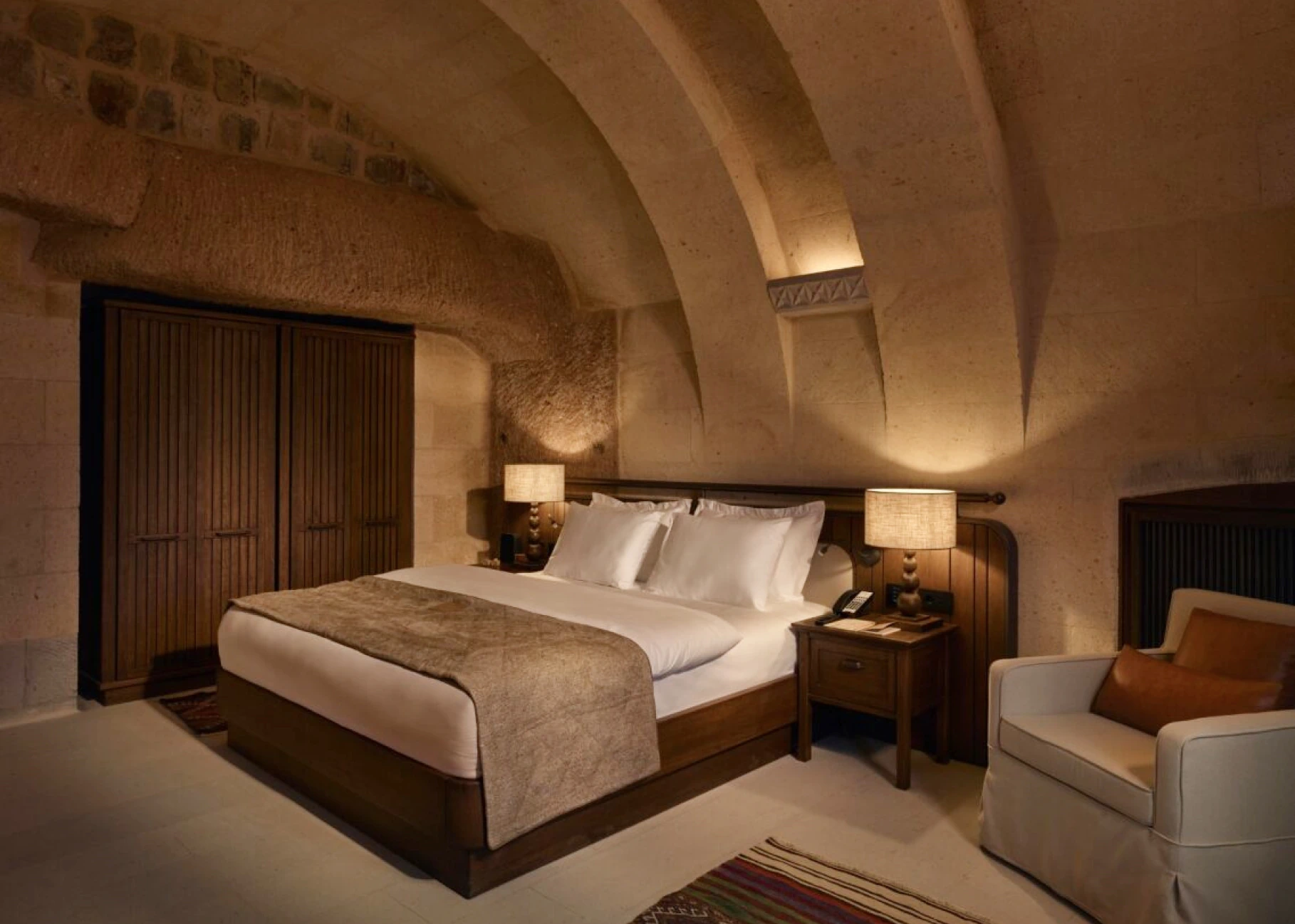 Arched bedroom in an Argos in Cappadocia cave suite